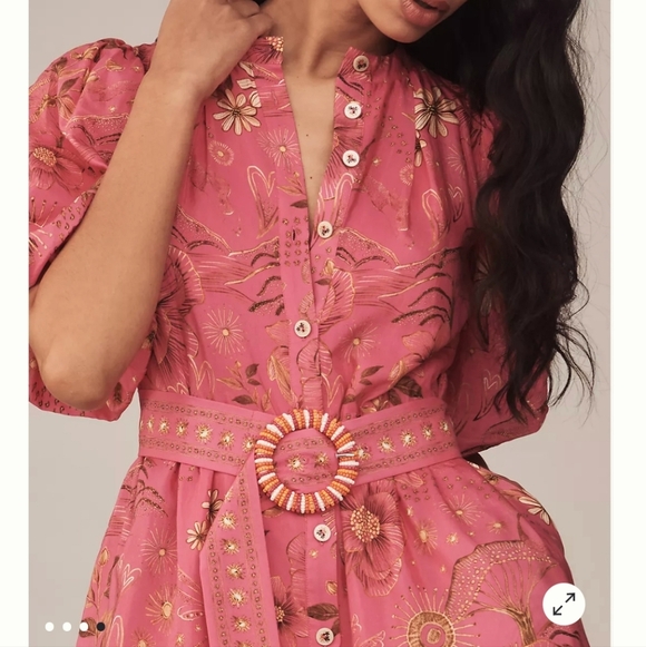 Farm Rio x Anthropologie Short-Sleeve Button-Front Mini Dress, Retail $230.00US - Picture 4 of 16